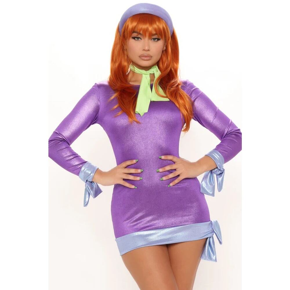 Forplay Metallic Purple Mini Dress with Light Blue Trim